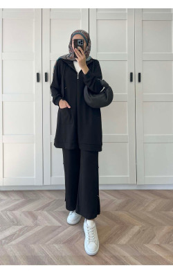 Sare Fashion Oysh Hooded Pocket Suit Black