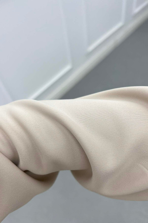 Sare Fashion Hooded Pocket Scuba Suit Beige Sare Fashion Hooded Pocket Scuba Suit Beige