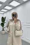 Sare Fashion Hooded Pocket Scuba Suit Beige Sare Fashion Hooded Pocket Scuba Suit Beige