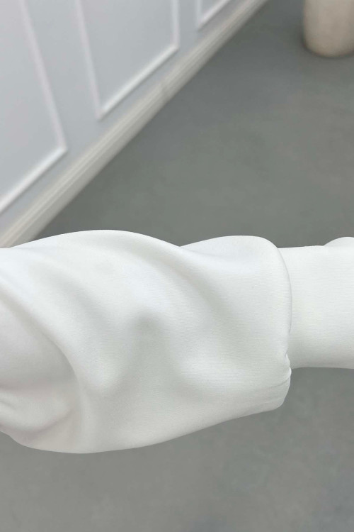 Sare Fashion Hooded Pocket Scuba Suit White Sare Fashion Hooded Pocket Scuba Suit White