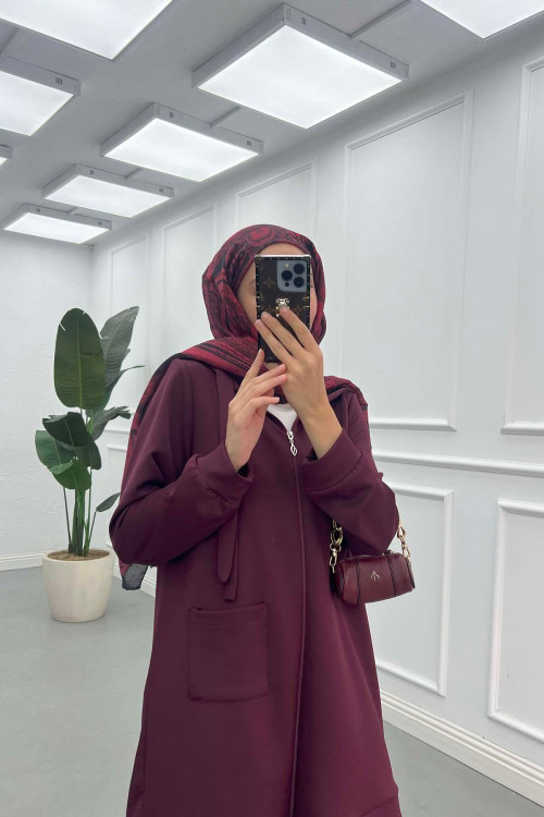Sare Fashion Hooded Pocket Scuba Suit Claret Red Sare Fashion Hooded Pocket Scuba Suit Claret Red