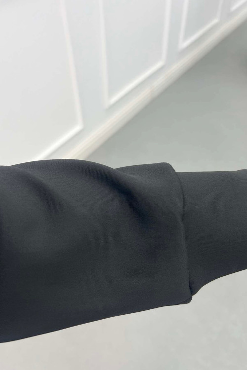 Sare Fashion Hooded Pocket Scuba Suit Black