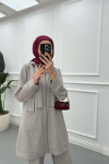 Sare Fashion Hooded Pocket Suit Light Gray Sare Fashion Hooded Pocket Suit Light Gray