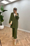 Sare Fashion Hooded Pocket Suit Khaki
