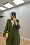 Sare Fashion Hooded Pocket Suit Khaki