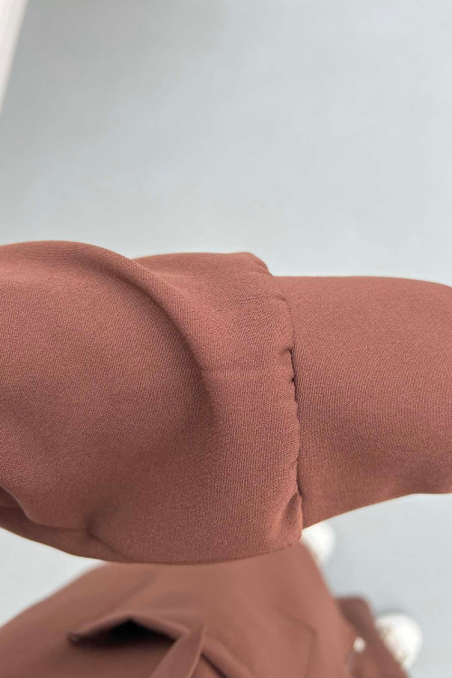 Sare Fashion Hooded Pocket Suit Brown