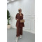 Sare Fashion Hooded Pocket Suit Brown