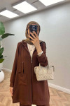 Sare Fashion Hooded Pocket Suit Brown