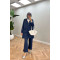 Sare Fashion Hooded Pocket Suit Navy Blue
