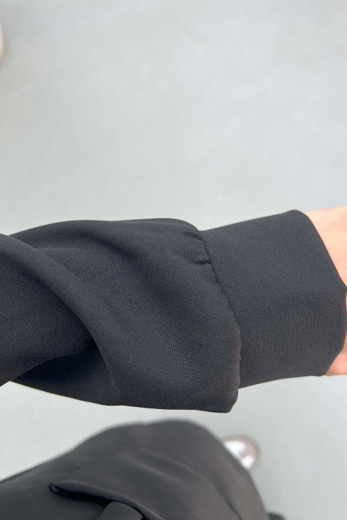 Sare Fashion Hooded Pocket Suit Black