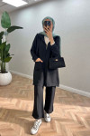 Sare Fashion Hooded Pocket Suit Black