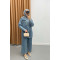 Hooded Denim Jacket Blue