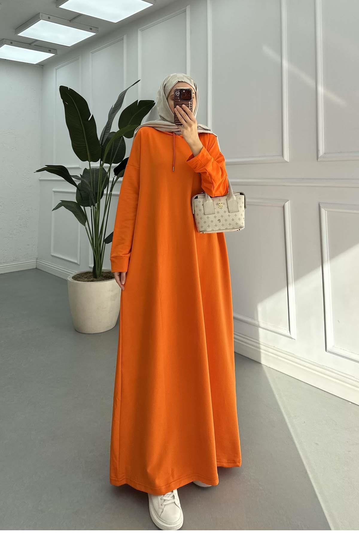 Sare Fashion Hooded Sports Dress Orange