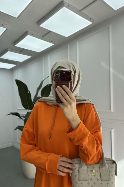 Sare Fashion Hooded Sports Dress Orange