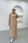 Hooded Sweat Dress Beige