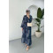 Sare Fashion Square Pattern Collar Detailed Dress Navy Blue
