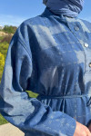 Sare Fashion Square Pattern Collar Detailed Dress Blue