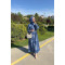 Sare Fashion Square Pattern Collar Detailed Dress Blue