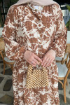 Sare Fashion Mixed Pattern Viscose Dress Brown