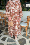 Sare Fashion Mixed Pattern Viscose Dress Brown