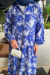 Sare Fashion Mixed Pattern Viscose Dress Saxe Blue