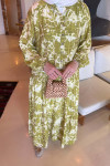 Sare Fashion Mixed Pattern Viscose Dress Oil Green