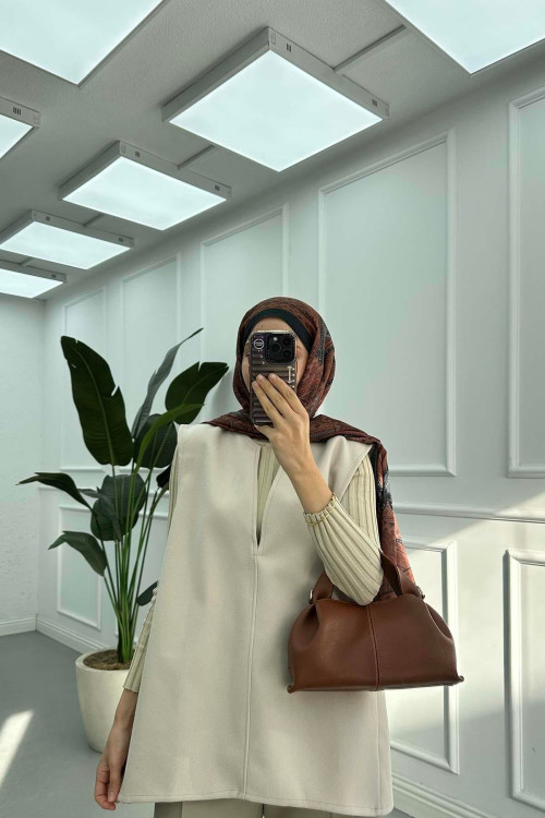 Sare Fashion Beige Check Vest Sare Fashion Beige Check Vest