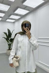 Sare Fashion Butterfly Detailed Long Sleeve Shirt White