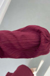 Sare Fashion Belt Detailed Textured Shirt Claret Red
