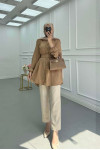 Sare Fashion Textured Shirt with Belt Detail, Brown