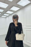 Sare Fashion Belt Detailed Textured Shirt Black
