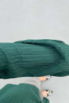 Sare Fashion Belt Detailed Textured Shirt Emerald Green
