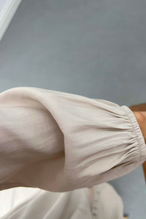 Sare Fashion Belt Detailed Shirt Dress Stone Sare Fashion Belt Detailed Shirt Dress Stone