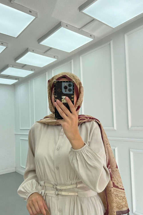 Sare Fashion Belt Detailed Shirt Dress Stone Sare Fashion Belt Detailed Shirt Dress Stone