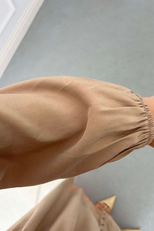 Sare Fashion Belt Detailed Shirt Dress Mink Sare Fashion Belt Detailed Shirt Dress Mink