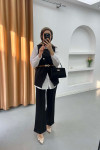 Sare Fashion Belt Detailed Vest Set Black