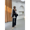 Sare Fashion Belt Detailed Vest Set Black