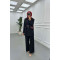 Sare Fashion Belted Lined Jacket Trouser Set Black