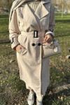 Sare Fashion Belted Lined Trench Coat Beige Sare Fashion Belted Lined Trench Coat Beige