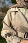 Sare Fashion Belted Lined Trench Coat Beige Sare Fashion Belted Lined Trench Coat Beige
