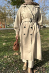 Sare Fashion Belted Lined Trench Coat Beige Sare Fashion Belted Lined Trench Coat Beige