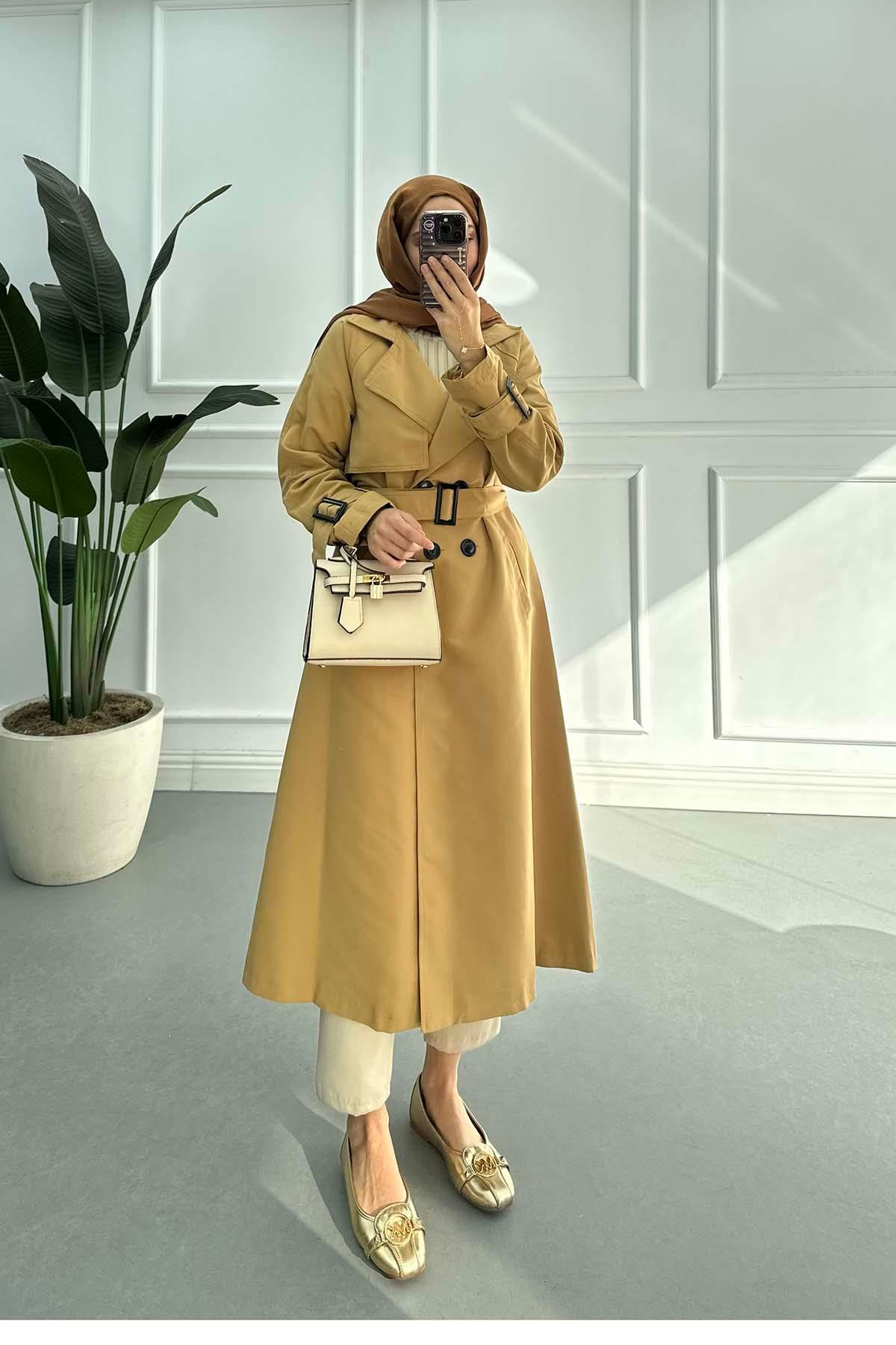 Sare Fashion Belted Lined Trench Coat Brown Sare Fashion Belted Lined Trench Coat Brown