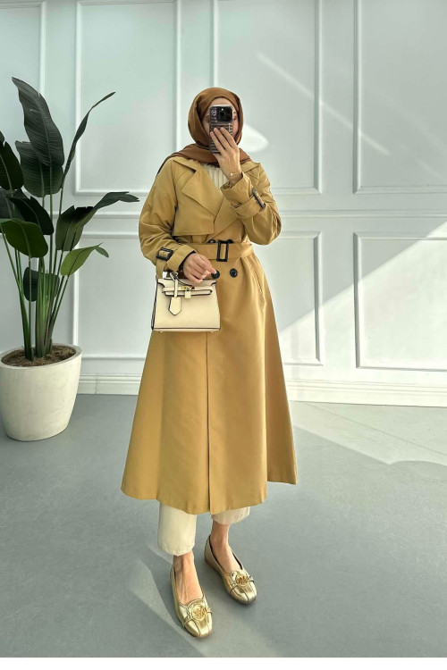 Sare Fashion Belted Lined Trench Coat Brown Sare Fashion Belted Lined Trench Coat Brown