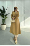 Sare Fashion Belted Lined Trench Coat Brown