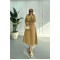 Sare Fashion Belted Lined Trench Coat Brown