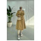 Sare Fashion Belted Lined Trench Coat Brown