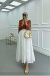 Sare Fashion Belted (Lined) Voile Skirt White Sare Fashion Belted (Lined) Voile Skirt White
