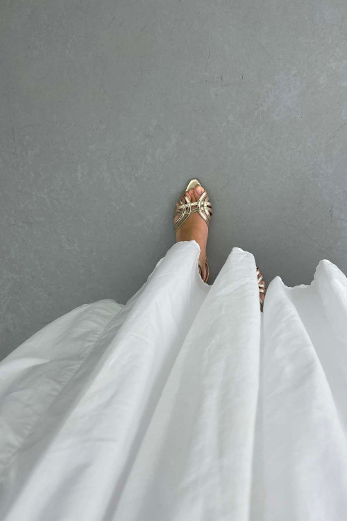 Sare Fashion Belted (Lined) Voile Skirt White Sare Fashion Belted (Lined) Voile Skirt White