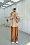 Sare Fashion Belted Wide Leg Trousers Brown