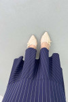 Belted Striped Vest Navy Blue